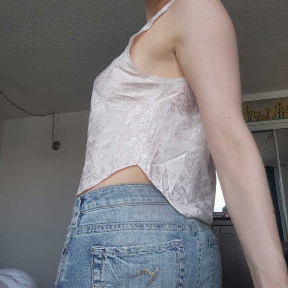 Vintage 90s light pink and white coquette princess lace lingerie top - Picture 5 of 16